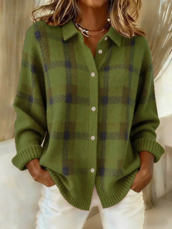 Juna | Cozy Plaid Button-Front Sweater for Women