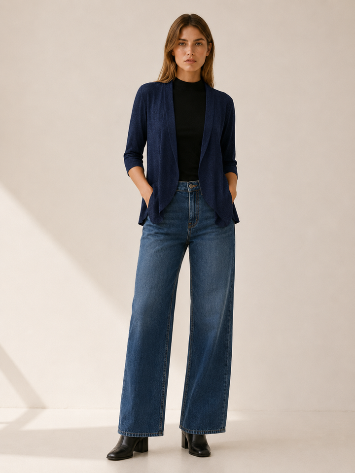 Eira | Delicate Pointelle Knit Open Front Cardigan for Women