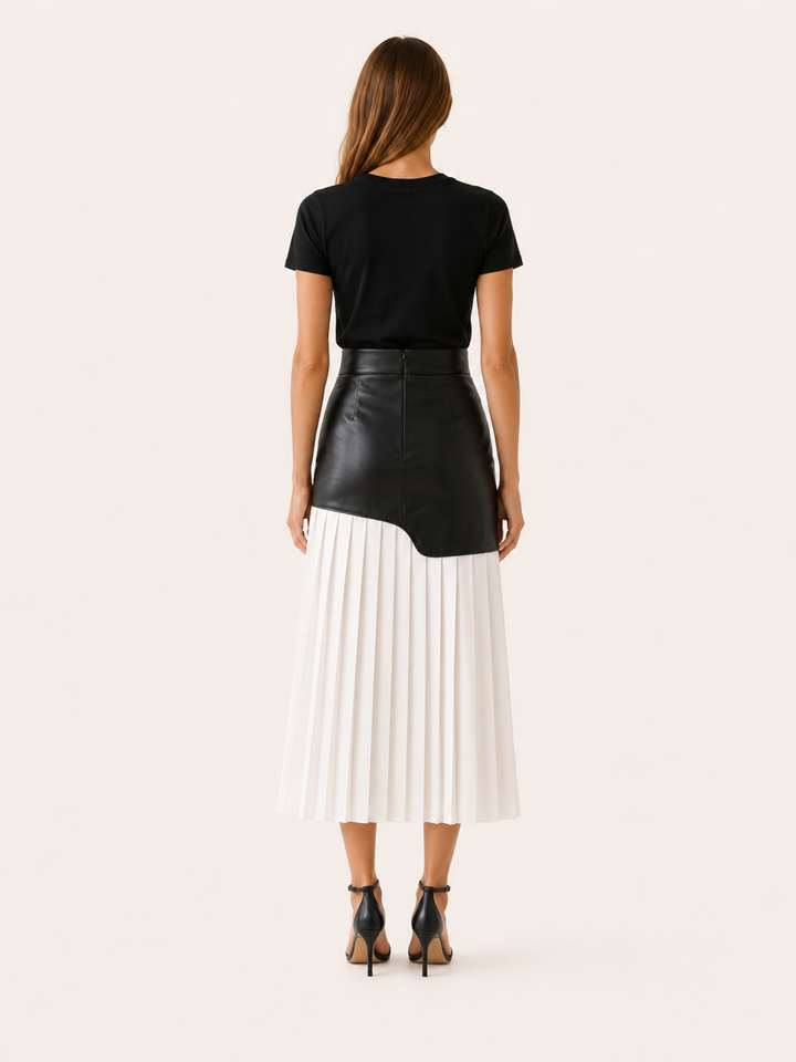 Seraphina | Angled Asymmetric Pleated Midi Skirt for Women