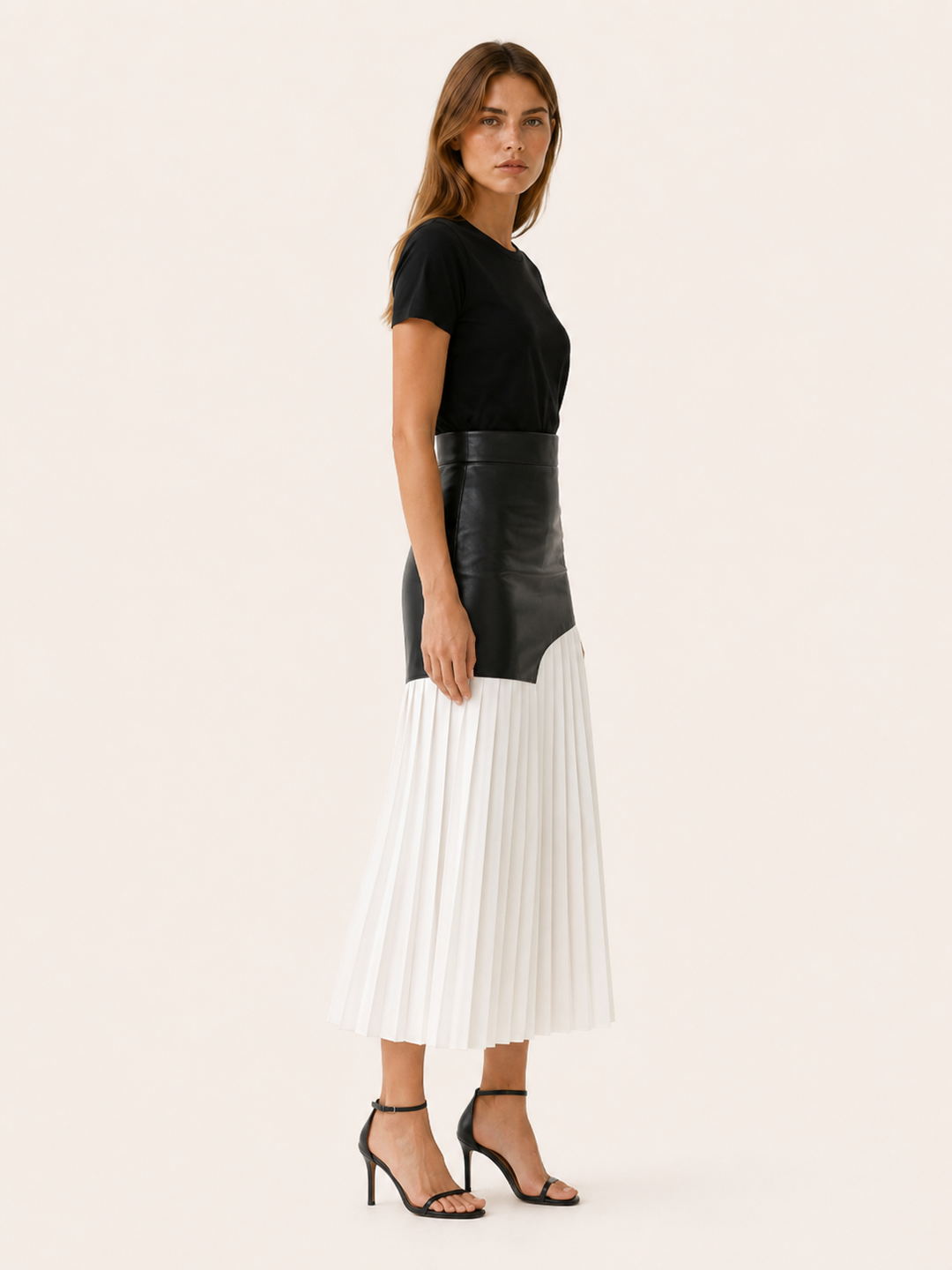 Seraphina | Angled Asymmetric Pleated Midi Skirt for Women