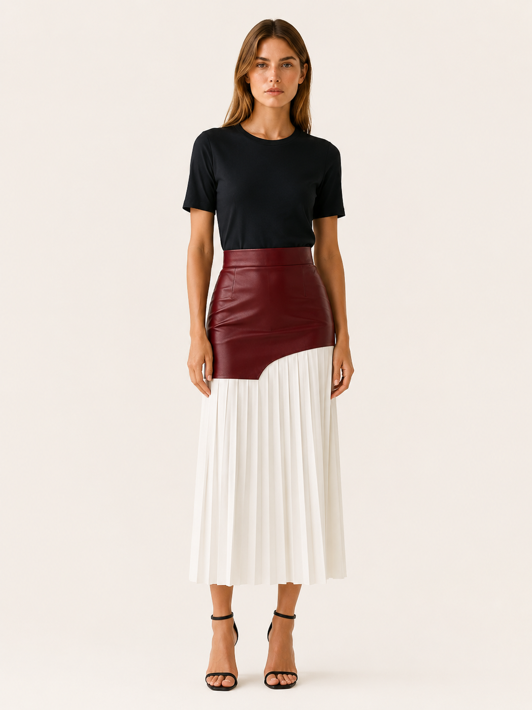 Seraphina | Angled Asymmetric Pleated Midi Skirt for Women