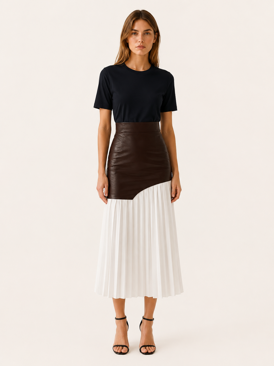 Seraphina | Angled Asymmetric Pleated Midi Skirt for Women