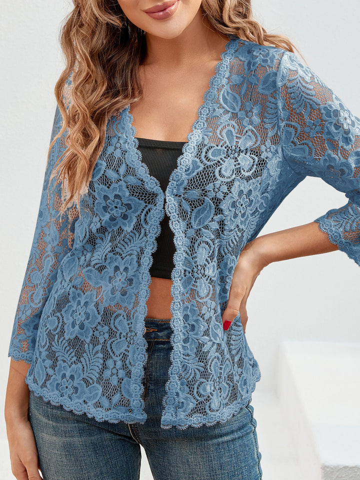 Cassandra | Airy Floral Lace Open Front Cardigan for Women