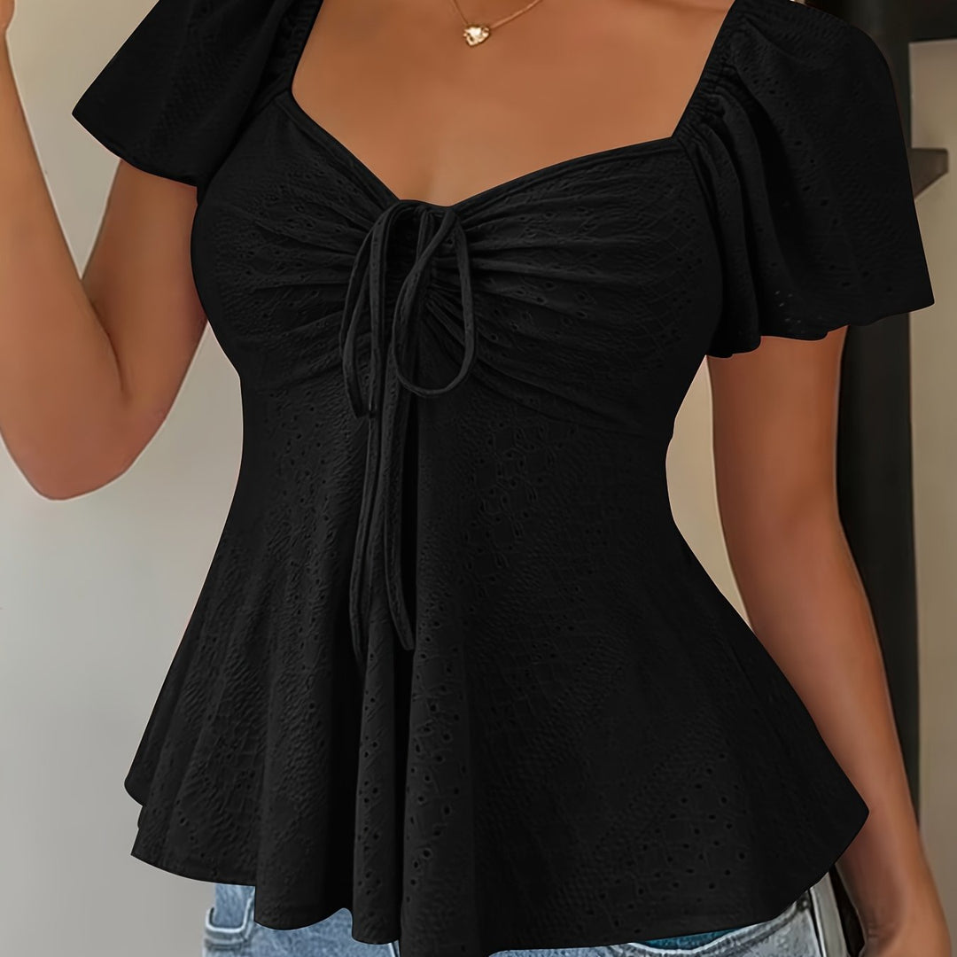 Corentine | Waisted Puff Sleeve Peplum Top for Women