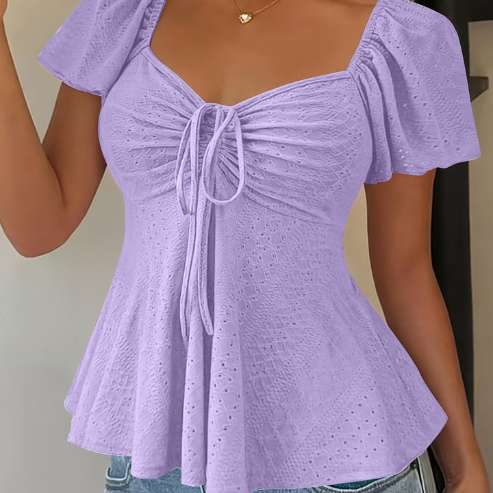 Corentine | Waisted Puff Sleeve Peplum Top for Women