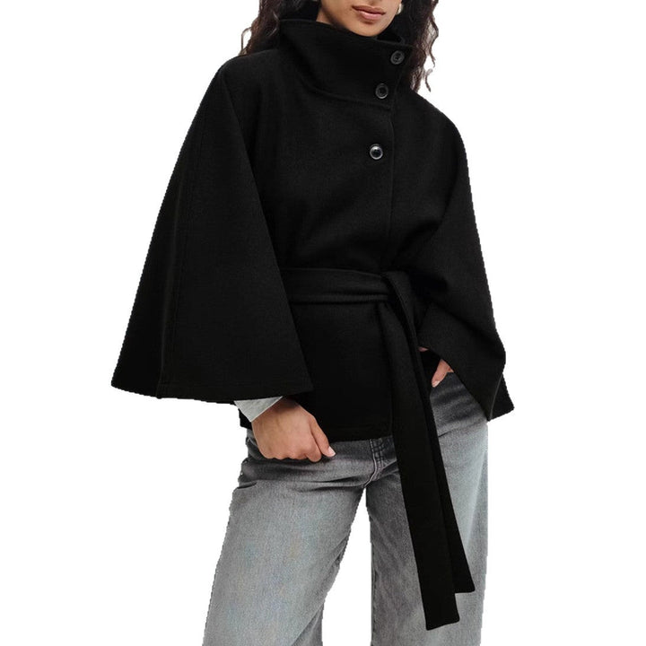 Solange | Furled Belted Wool Cape Coat for Women