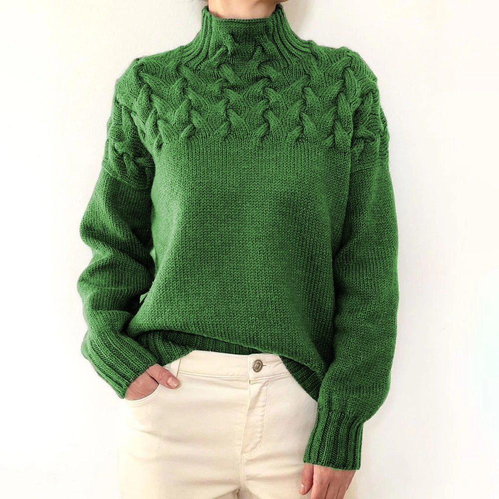 Elena | Velvety Cable Knit Turtleneck Sweater for Women