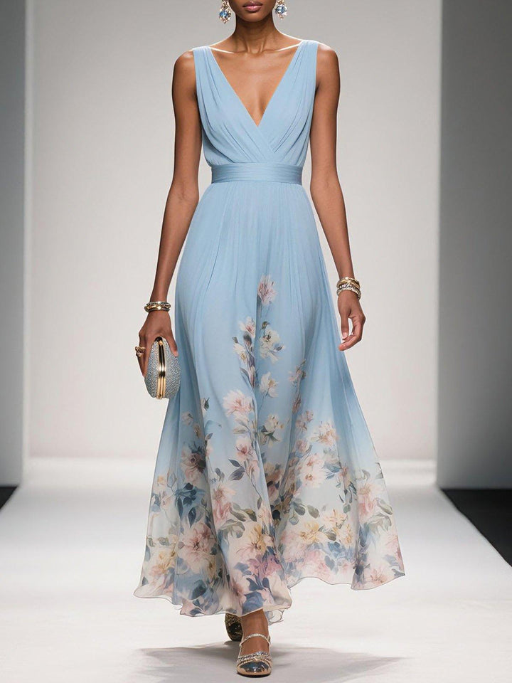 Manon | Ethereal Floral Chiffon Wedding Guest Maxi Dress for Women