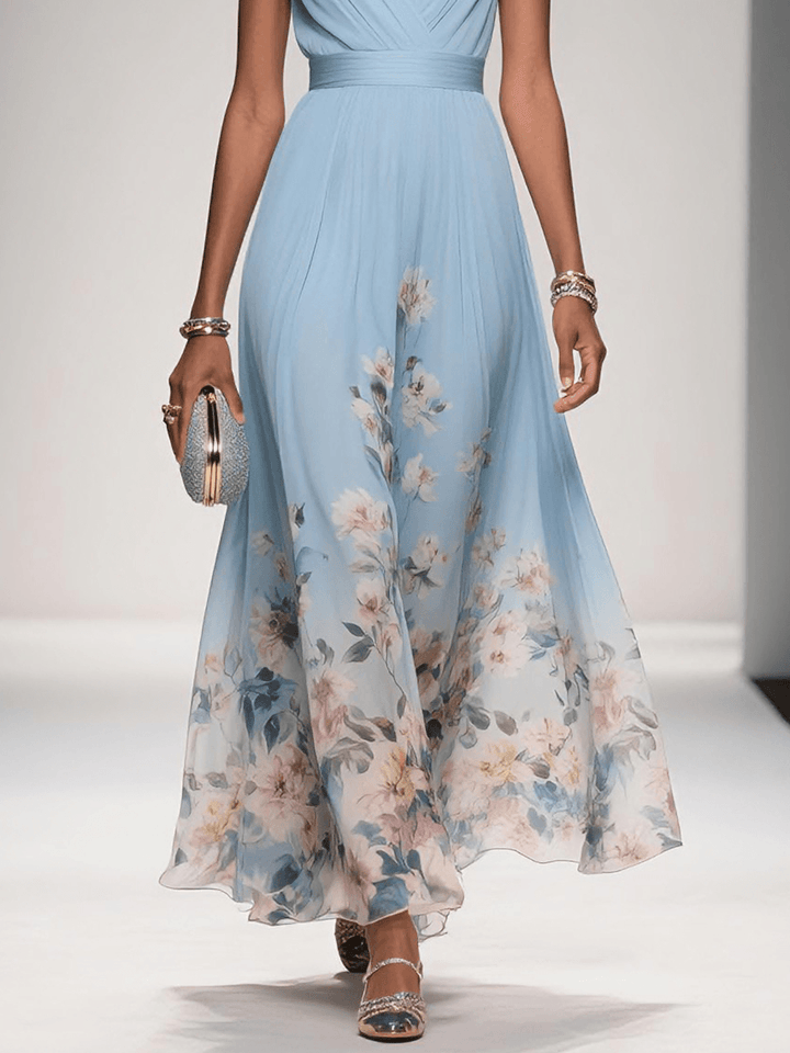 Manon | Ethereal Floral Chiffon Wedding Guest Maxi Dress for Women
