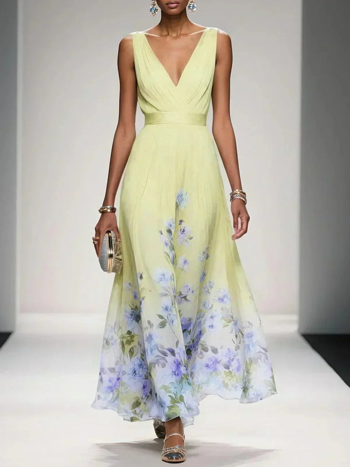 Manon | Ethereal Floral Chiffon Wedding Guest Maxi Dress for Women