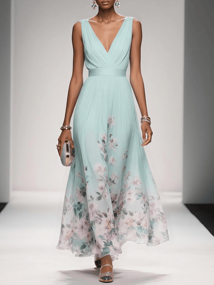 Manon | Ethereal Floral Chiffon Wedding Guest Maxi Dress for Women