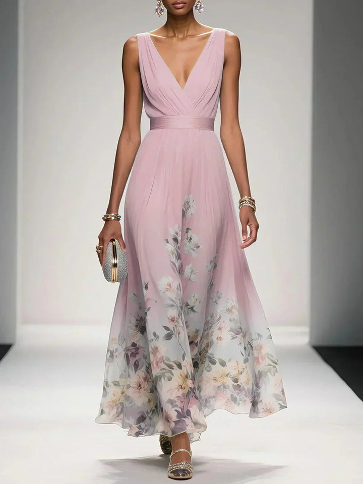 Manon | Ethereal Floral Chiffon Wedding Guest Maxi Dress for Women