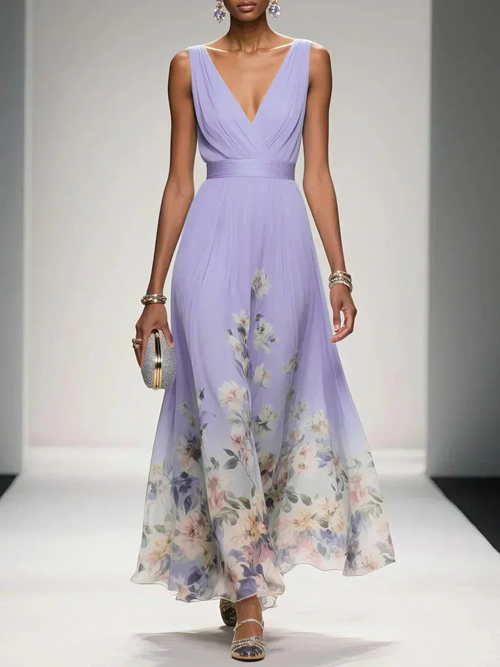 Manon | Ethereal Floral Chiffon Wedding Guest Maxi Dress for Women