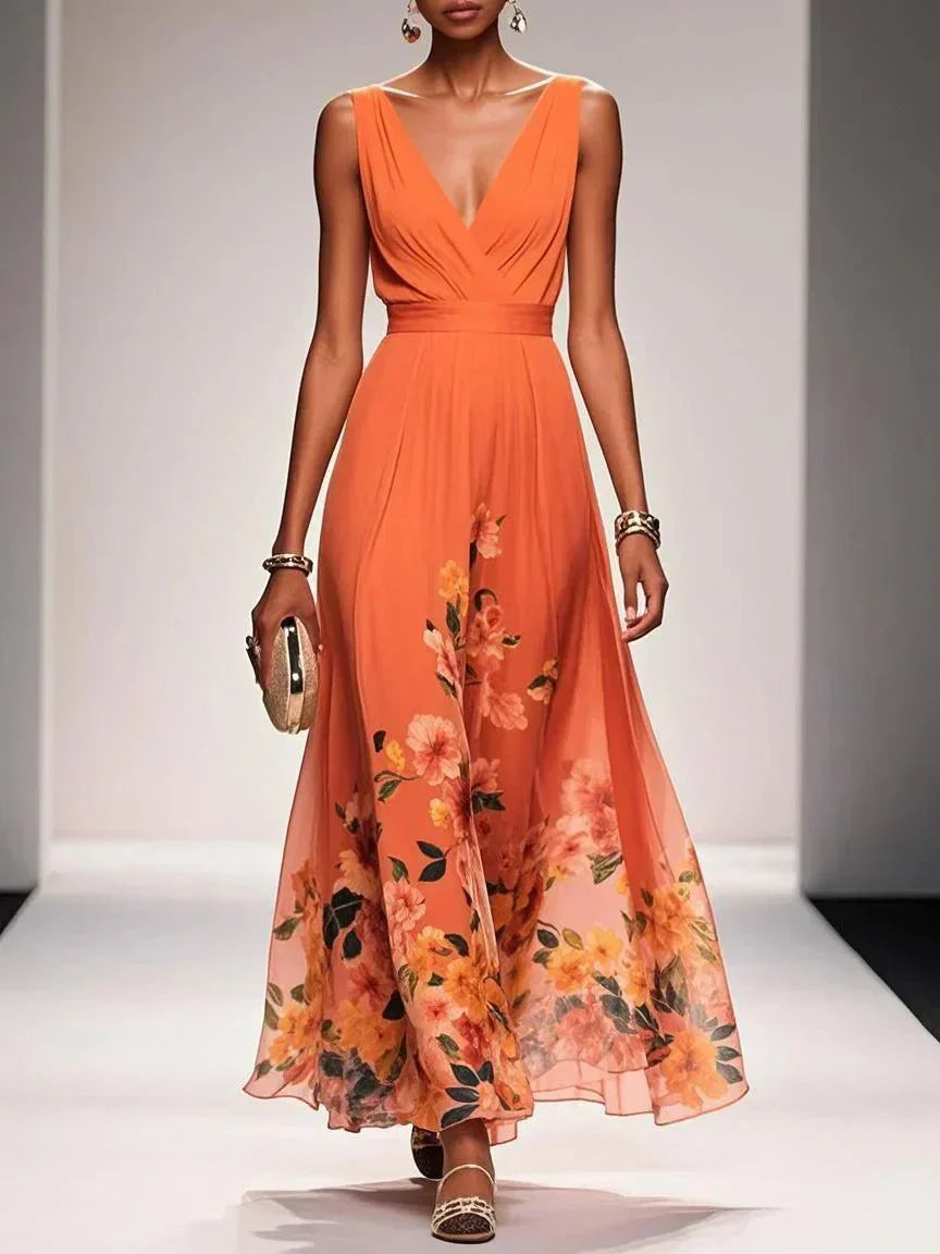 Manon | Ethereal Floral Chiffon Wedding Guest Maxi Dress for Women