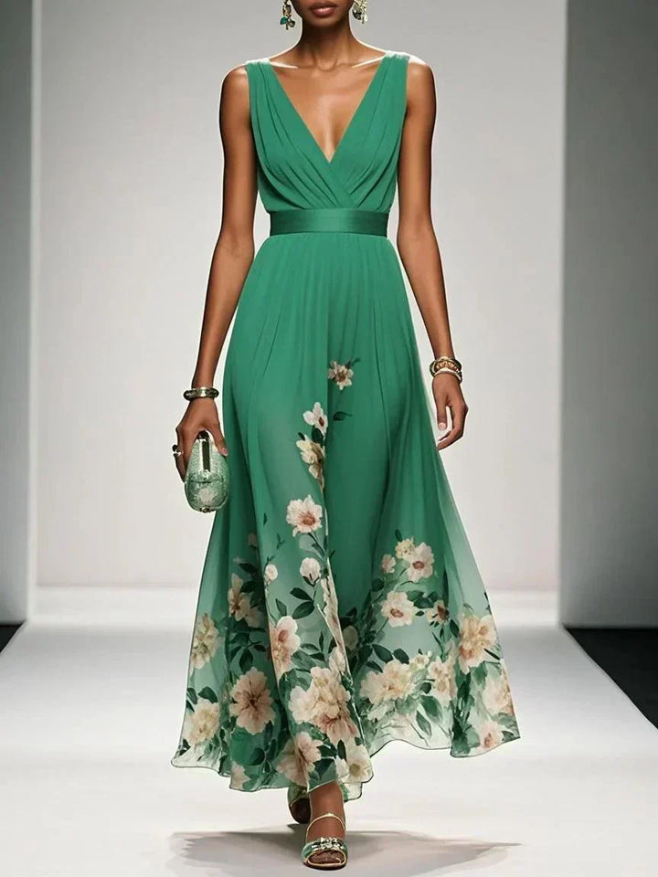 Manon | Ethereal Floral Chiffon Wedding Guest Maxi Dress for Women