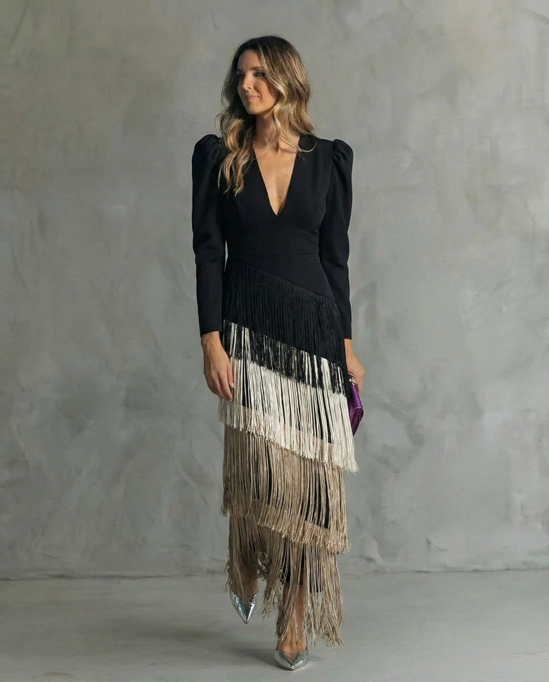Lena | Fringed Fringe Midi Dress for Women
