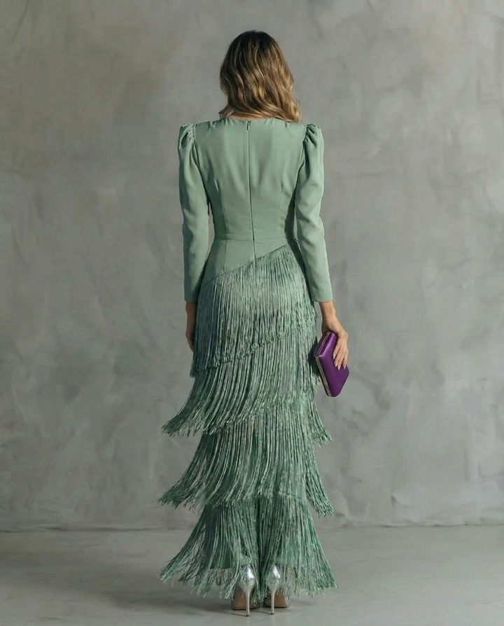 Lena | Fringed Fringe Midi Dress for Women