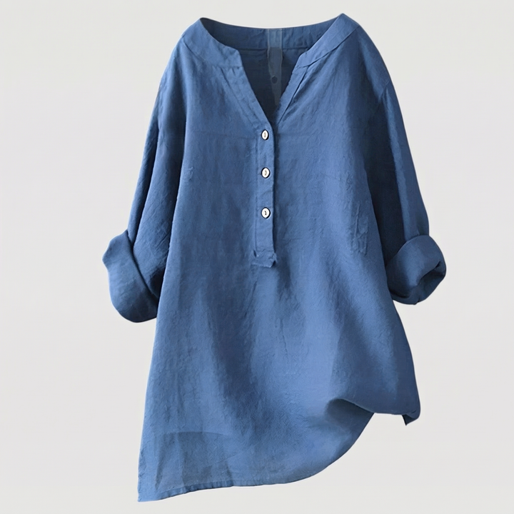 Micheline | Tapered V Neck Button Down Shirt for Women