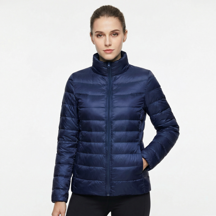 Fantine | Banded Stand Collar Puffer Jacket for Women