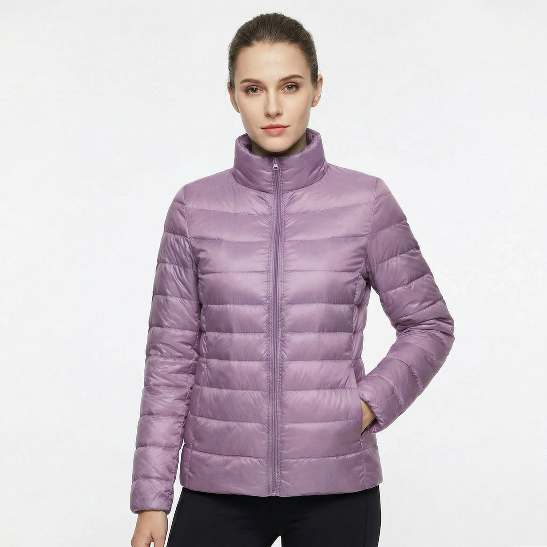 Fantine | Banded Stand Collar Puffer Jacket for Women