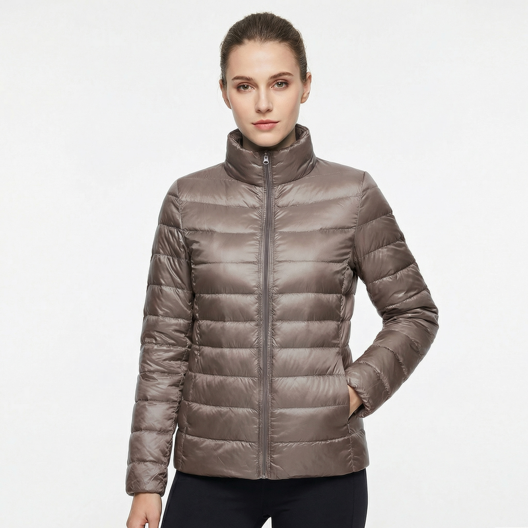 Fantine | Banded Stand Collar Puffer Jacket for Women