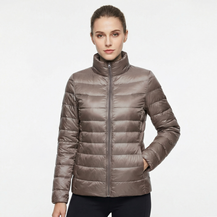 Fantine | Banded Stand Collar Puffer Jacket for Women