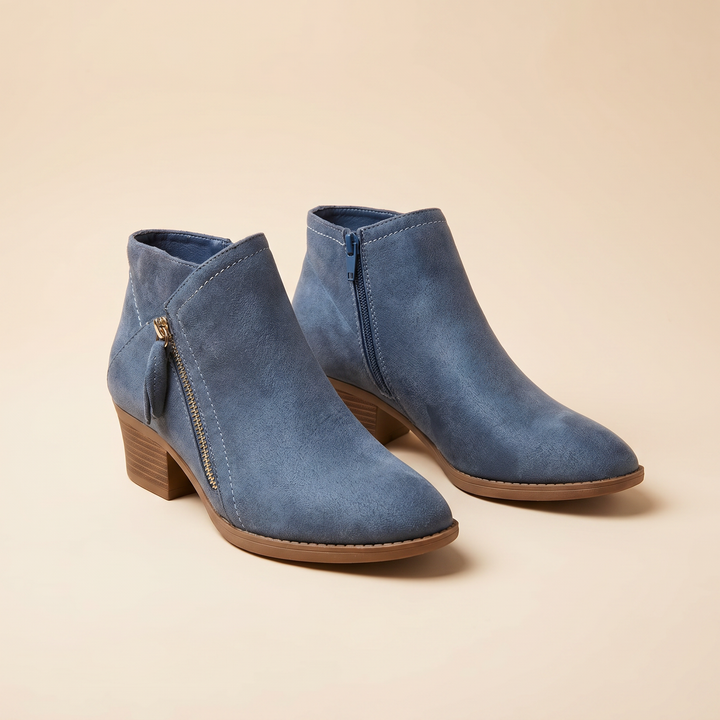 Odile | Cobbled Faux Suede Block Heel Boots for Women