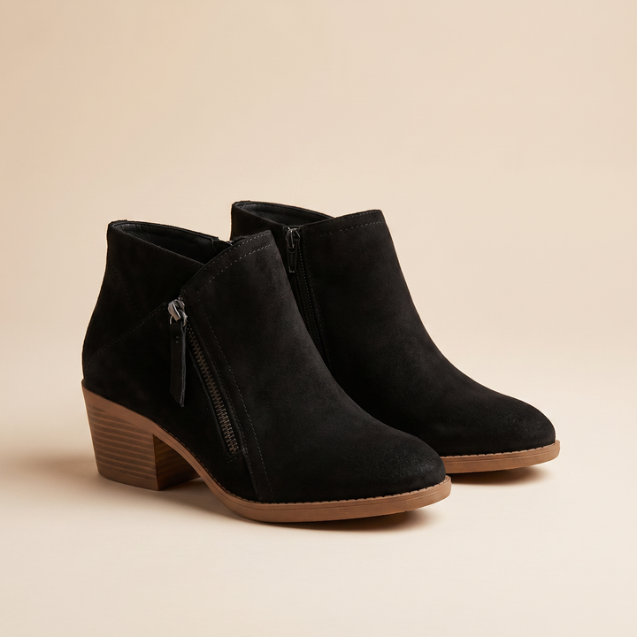 Odile | Cobbled Faux Suede Block Heel Boots for Women