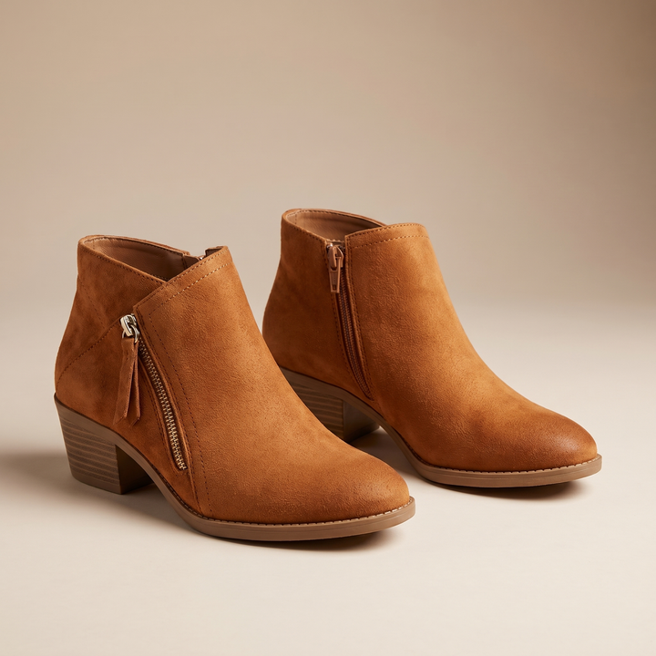 Odile | Cobbled Faux Suede Block Heel Boots for Women