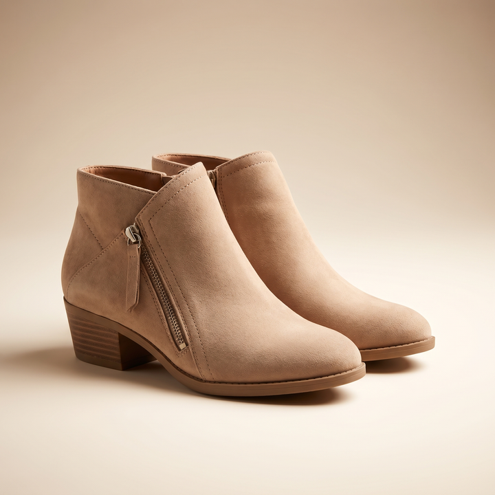 Odile | Cobbled Faux Suede Block Heel Boots for Women