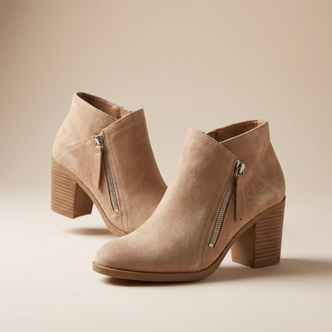 Odile | Cobbled Faux Suede Block Heel Boots for Women