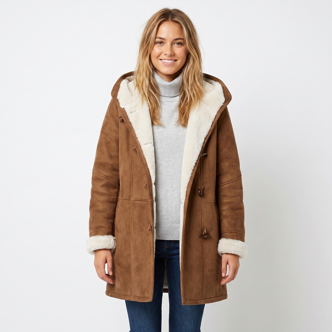 Colombine | Shorn Faux Shearling Duffle Coat for Women