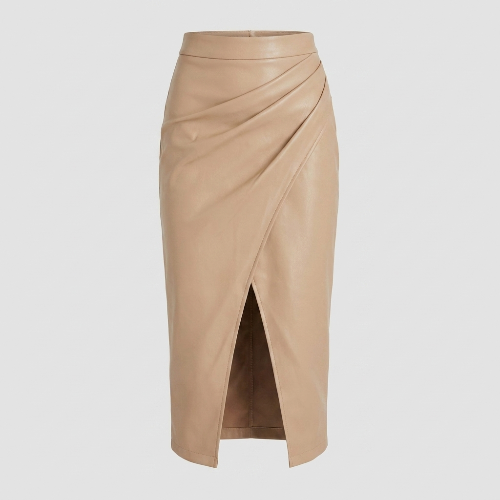 Solveig | Split Pleated Midi Skirt with Slit for Women