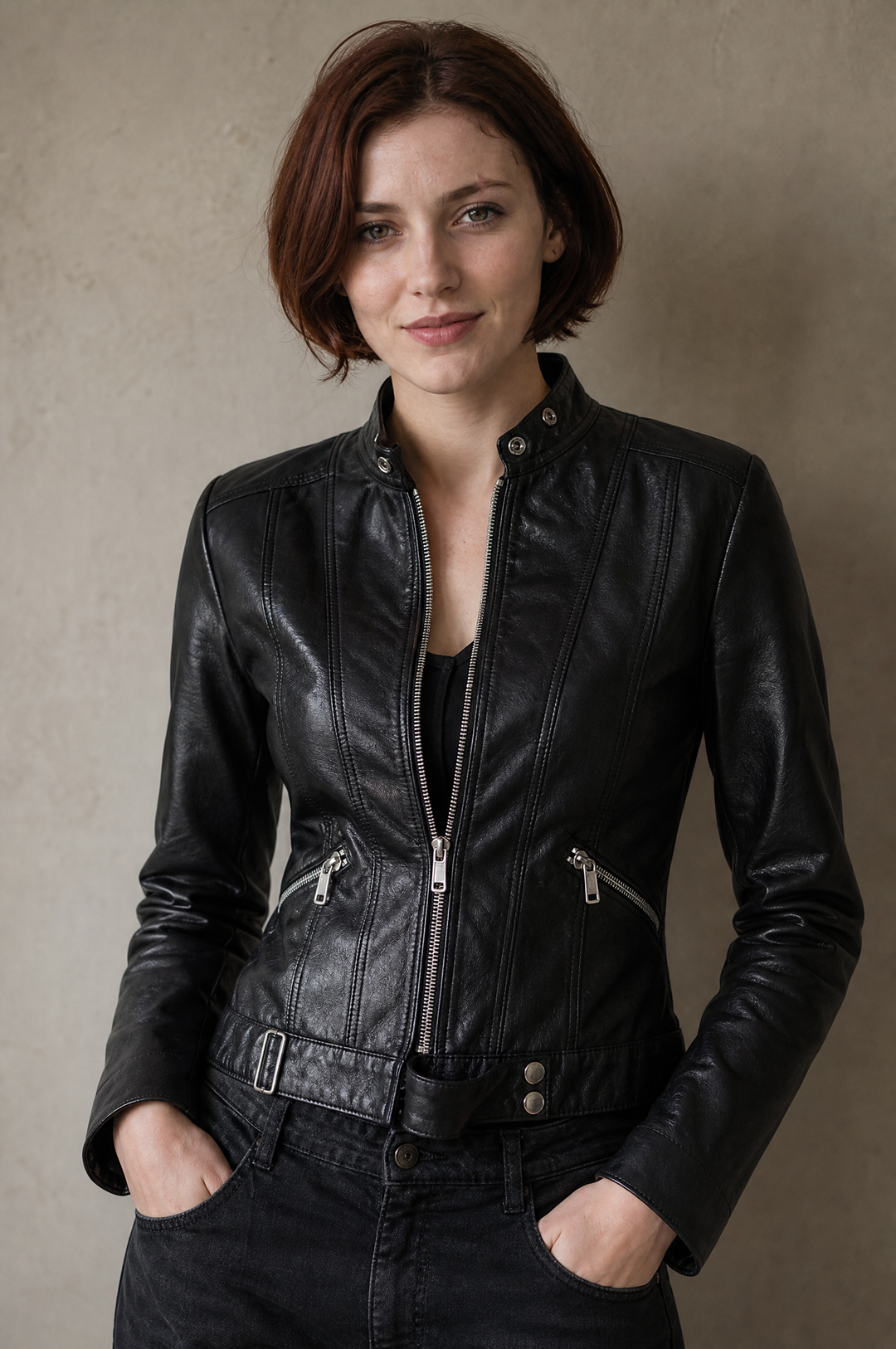Nora | Effortless Cropped Leather Jacket for Women