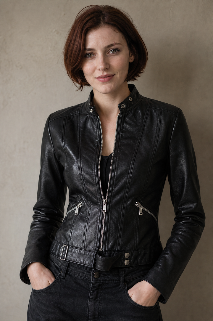 Nora | Effortless Cropped Leather Jacket for Women