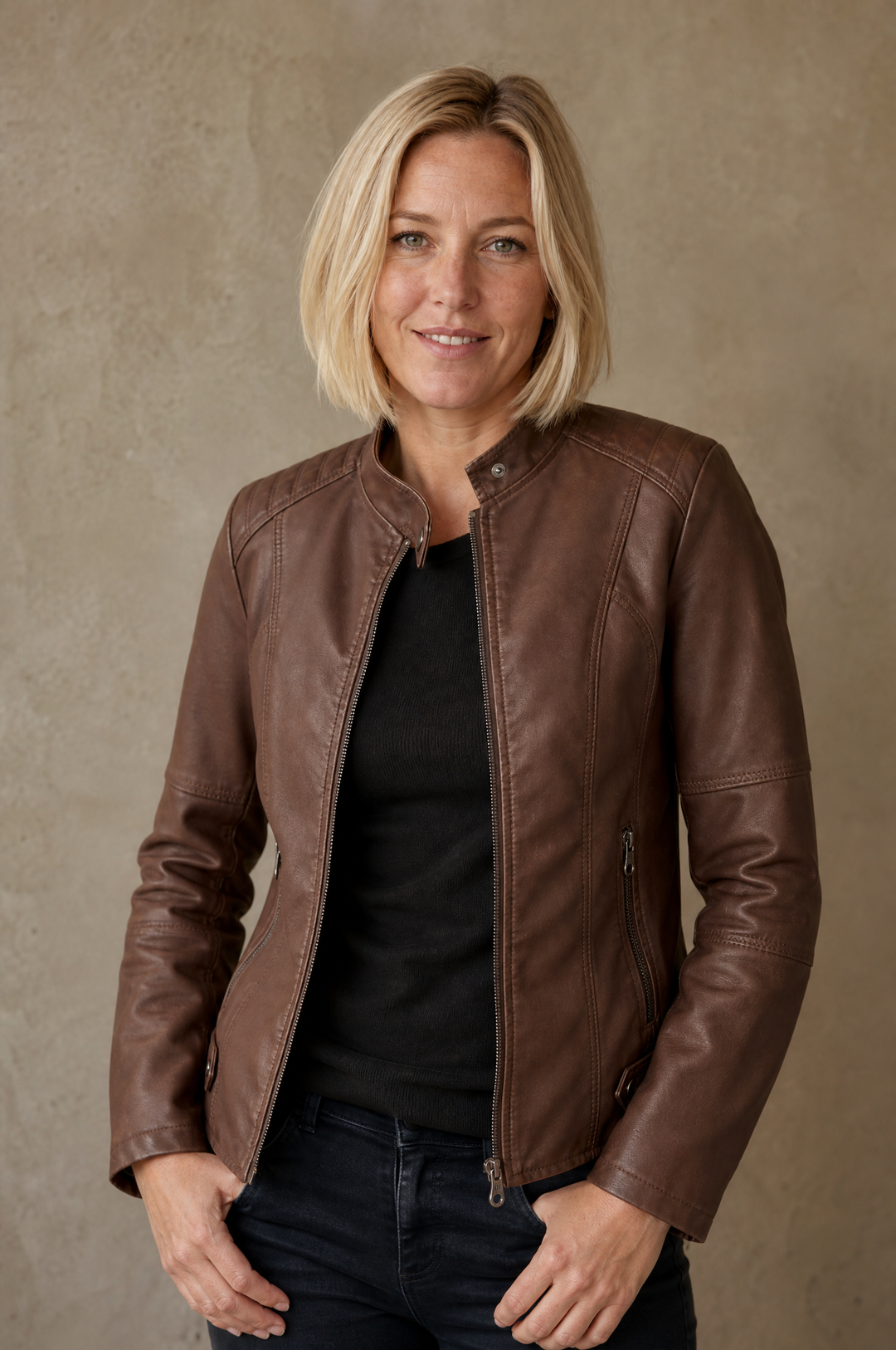 Rosalie | Refined Faux Leather Biker Jacket
