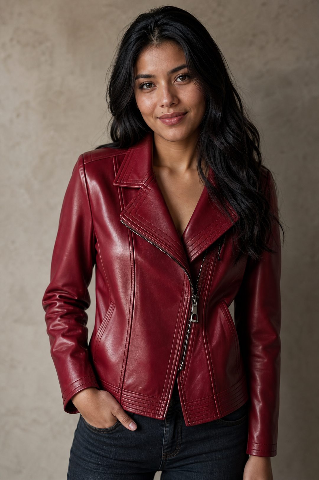 Sloane | Classic Faux Leather Biker Jacket for Women