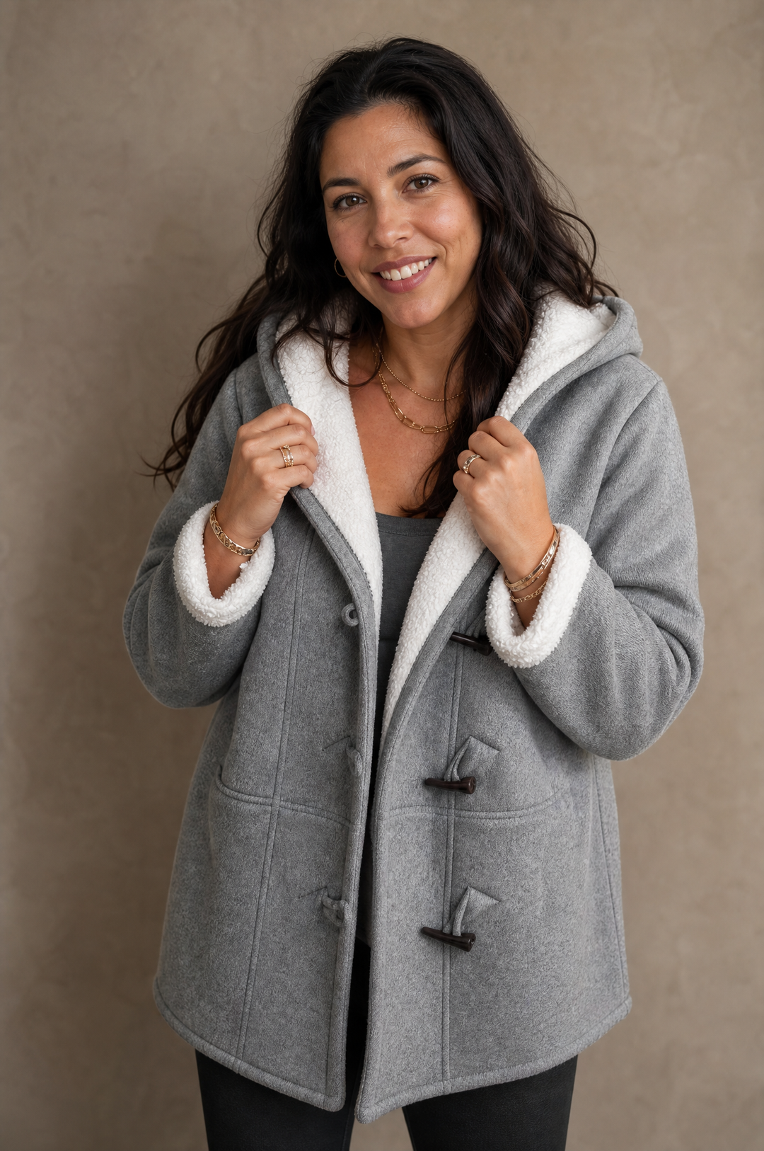 Clara | Sculpted Hooded Toggle Duffle Coat for Women