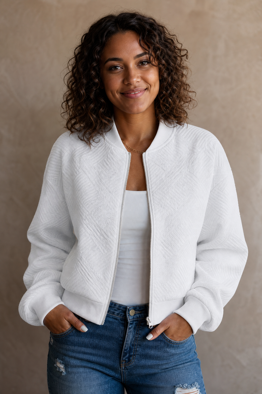Yvette | Sharp Cropped Bomber Jacket for Women