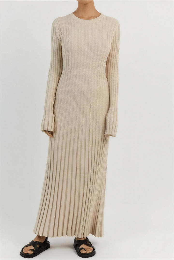 Long sleeve ribbed knit sweater dress for women