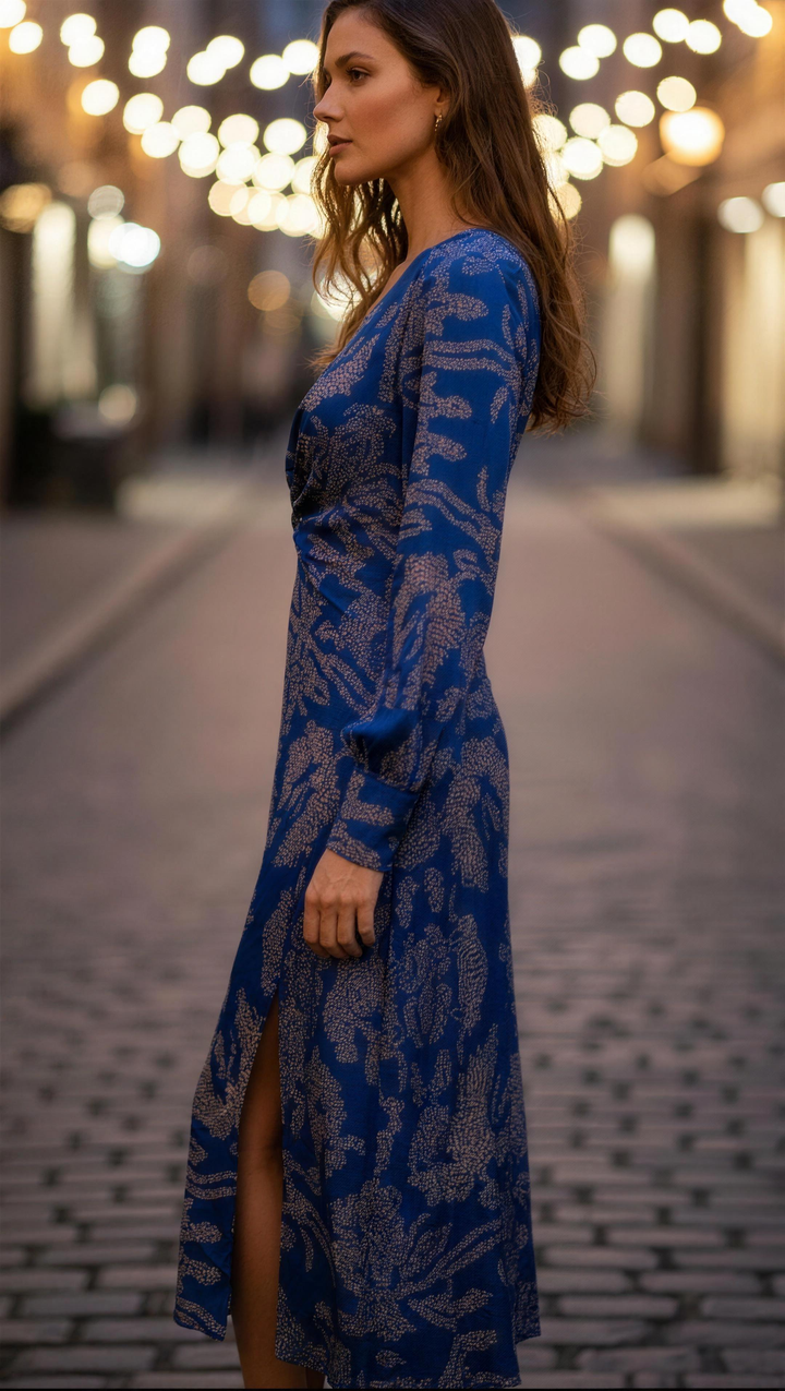Salome printed wrap midi dress
