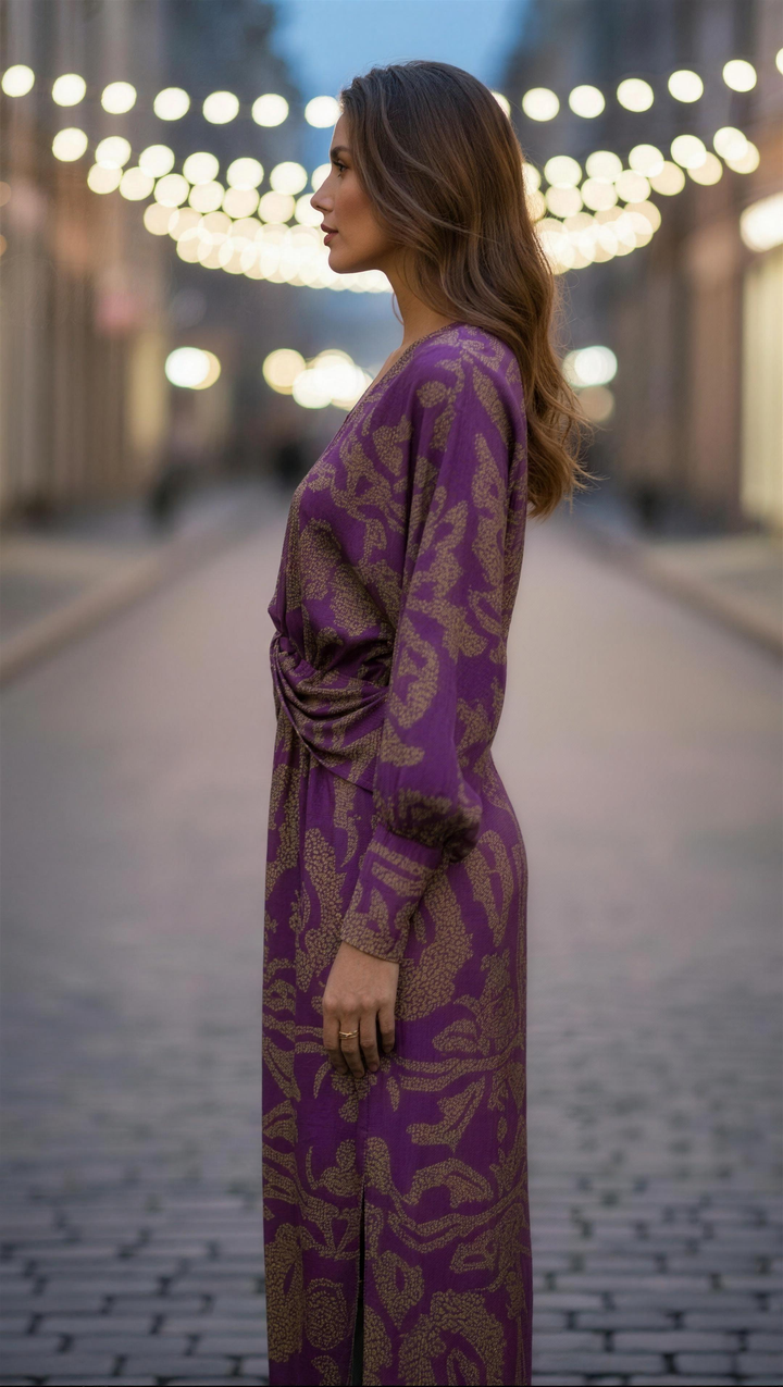 Salome printed wrap midi dress