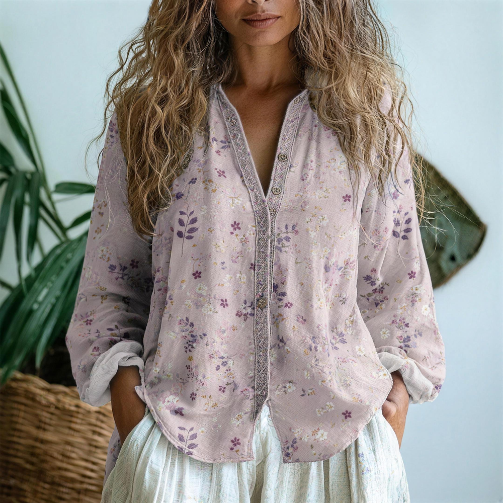 Gertrud women's embroidered v neck blouse