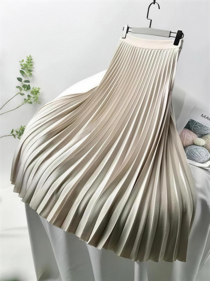 Skimming Pleated Satin Midi Skirt for Women