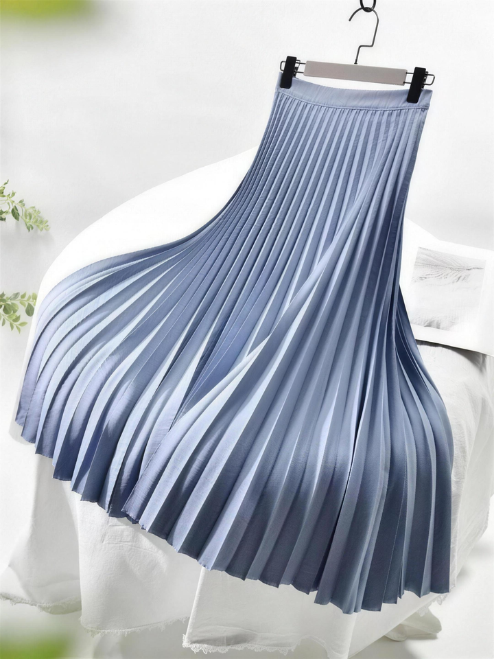 Skimming Pleated Satin Midi Skirt for Women