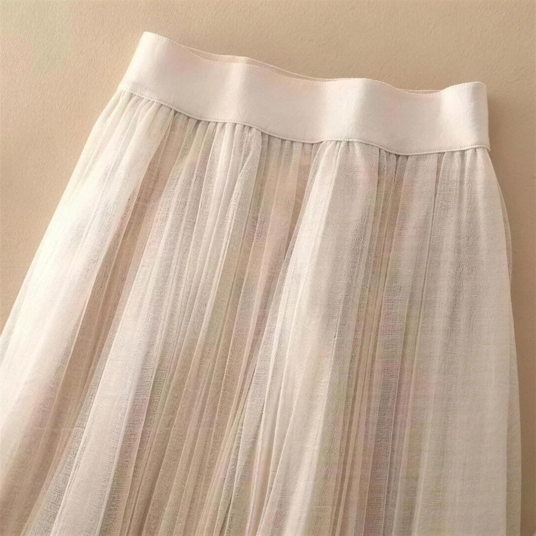 Gossamer High Waist Pleated Midi Skirt for Women
