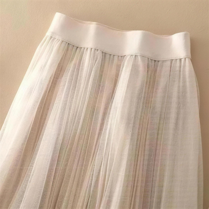 Gossamer High Waist Pleated Midi Skirt for Women