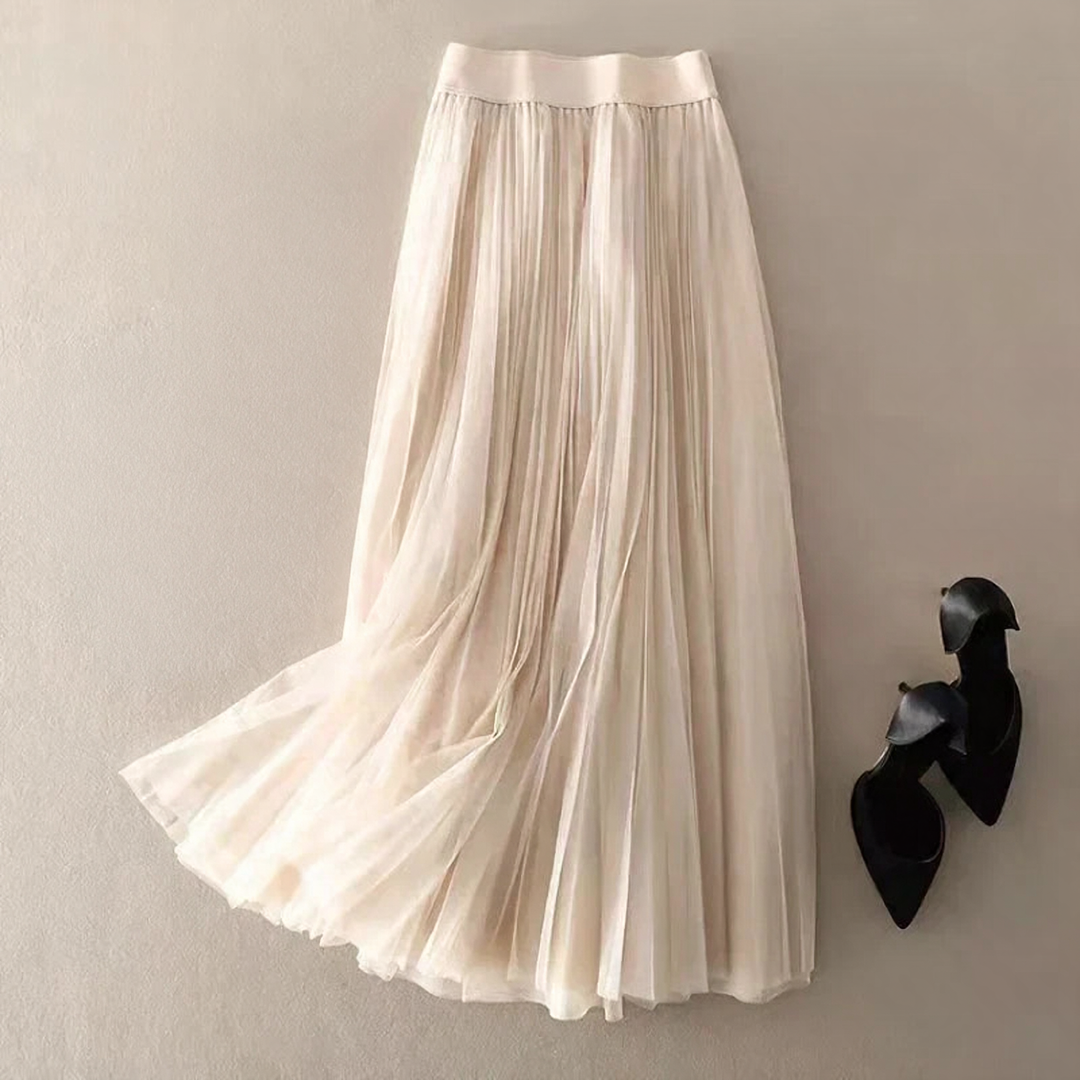 Gossamer High Waist Pleated Midi Skirt