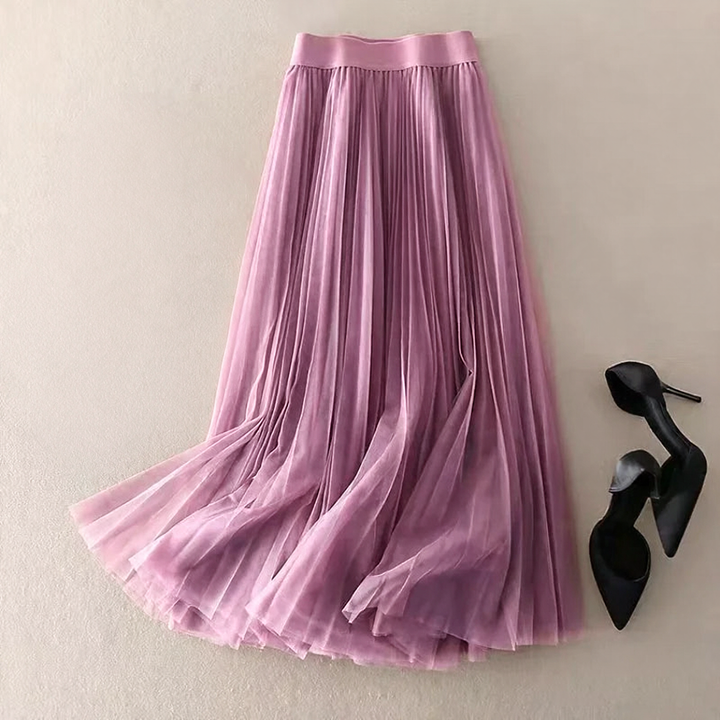 Gossamer High Waist Pleated Midi Skirt