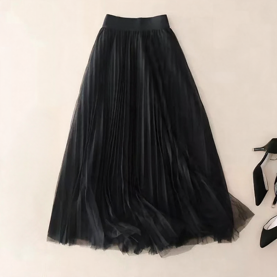 Gossamer High Waist Pleated Midi Skirt